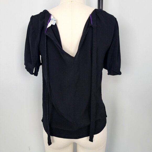Boden Rosalyn Tie Back Black Viscose Blouse Capsule Wardrobe - Picture 6 of 8